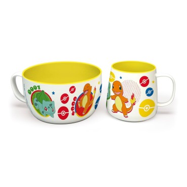 Set Taza + Bol Desayuno Pokémon Iconos Cerámica 335 mls y 690 mls