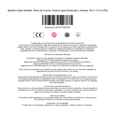 Bol 3D Cuenco Aperitivo Gato Garfield Cerámica 
