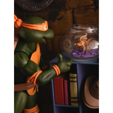 Figura Ultimate Michelangelo Is A Partying Dude TMNT Las Tortugas Ninja Articulada 18 cms