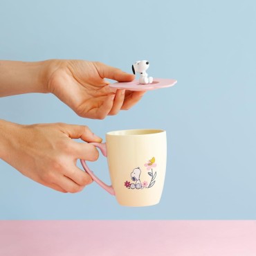 Taza 3D Snoopy con Tapa Cerámica 350 mls