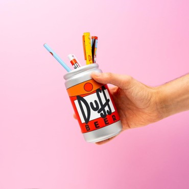 Bote 3D Lata de Cerveza Duff con Set de Escritura Los Simpsons