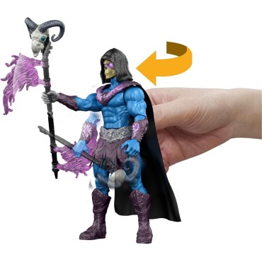 Masters of The Universe Skeletor Ataque del Báculo Havoc Figura de 13,97 cm del Villano de Motu con acción de Girar y solt
