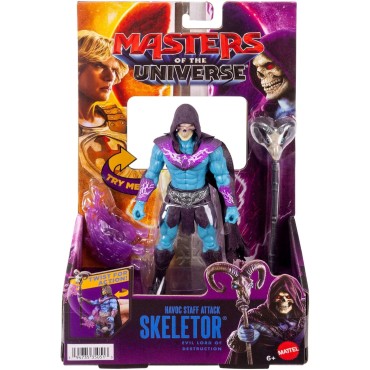 Masters of The Universe Skeletor Ataque del Báculo Havoc Figura de 13,97 cm del Villano de Motu con acción de Girar y solt