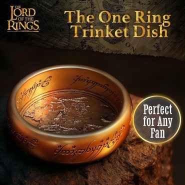 Nemesis Now Plato para baratijas de El Señor de los Anillos The One Ring de 10,8 cm de ancho, coleccionable de resina con map