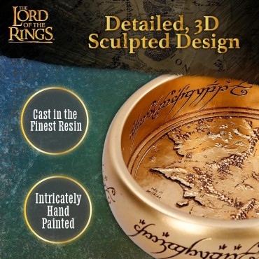 Nemesis Now Plato para baratijas de El Señor de los Anillos The One Ring de 10,8 cm de ancho, coleccionable de resina con map