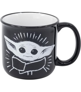 Taza The Child Blanco y Negro The Mandalorian Star Wars Cerámica 400 mls 