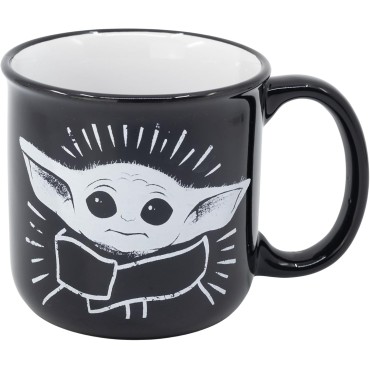 Taza The Child Blanco y Negro The Mandalorian Star Wars Cerámica 400 mls 