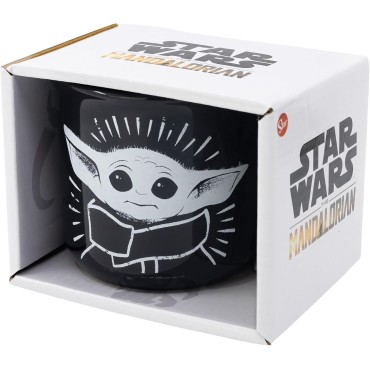 Taza The Child Blanco y Negro The Mandalorian Star Wars Cerámica 400 mls 