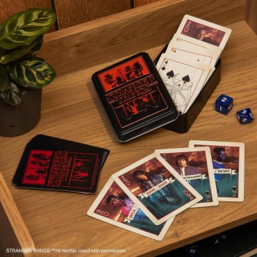 Juego de regalo de cartas de Stranger Things, caja de lata coleccionable, mercancía oficial de Stranger Things Paladone