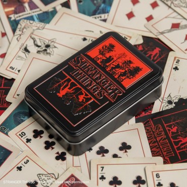 Juego de regalo de cartas de Stranger Things, caja de lata coleccionable, mercancía oficial de Stranger Things Paladone