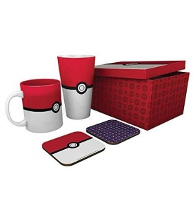 Set Regalo Pokémon Pokeball Taza 285 ml + Vaso XL 500 ml + 2 Posavasos + Caja Contenedora