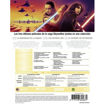 Star Wars. Episode Vii: The Force Awakens + Star Wars: The Last Jedi + Star Wars: The Rise Of Skywalker [BLU_RAY]