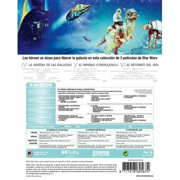 Trilogía Star Wars Episodios 4-6 (Ediciones remasterizadas) (Películas + Extras) [Blu-ray]