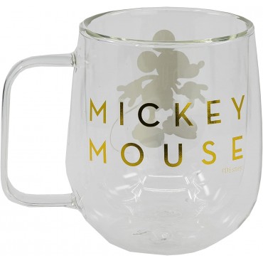 Taza Mickey Mouse Cristal Doble Pared 290 mls