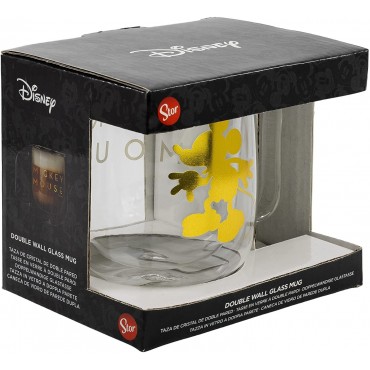 Taza Mickey Mouse Cristal Doble Pared 290 mls