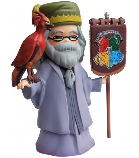 Figura Dumbledore con Fénix Fawkes y Estandarte Hogwarts 15 cms