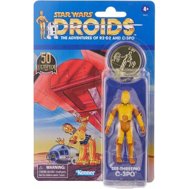 Figura See Threepio C-3PO + Moneda Star Wars Droids The Adventures of R2-D2 & C-3PO Articulada 9,5 cms
