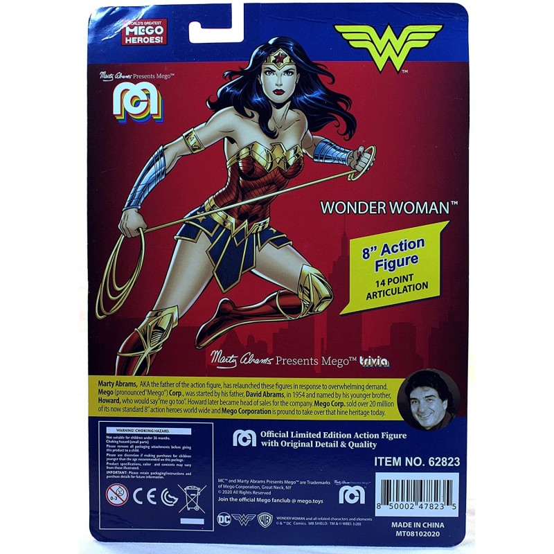 Mego Action Figure Wonder Woman 8 Pollici - Versione Standard - Giocattolo Da Collezione Per Bambini E Adulti