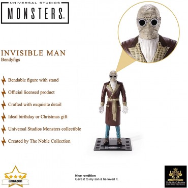 Figura Hombre Invisible Universal Monsters Bendyfigs Flexible 18 cms