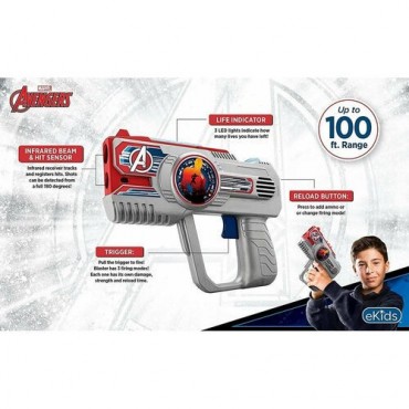Set Pistolas Láser Marvel Vengadores Assemble Laser Tag Blaster Con Luz, Sonido y Vibración
