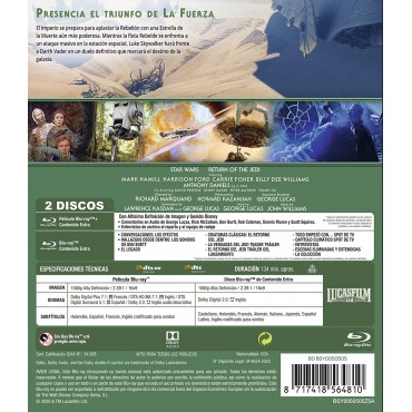 Star Wars. Episodio Vi: El Retorno Del Jedi  (Edición remasterizada) 2 discos (película + extras)  [Blu-ray] (1983) Star Wars. E