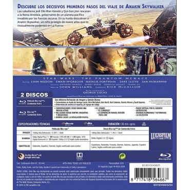 Star Wars Ep I: La Amenaza Fantasma (Edición remasterizada) 2 discos (película + extras) [Blu-ray]