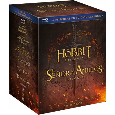 Pack Tierra Media (El Hobbit y El Señor de los Anillos) 6 películas edición extendida (30 DISCOS) [Blu-ray]