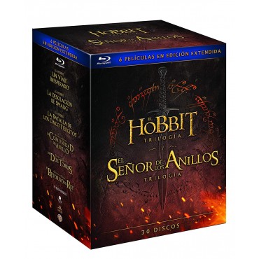 Pack Tierra Media (El Hobbit y El Señor de los Anillos) 6 películas edición extendida (30 DISCOS) [Blu-ray]