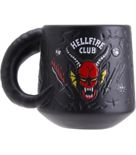 Taza Hellfire Club Stranger Things Relieve Cerámica 400 mls + Sticker