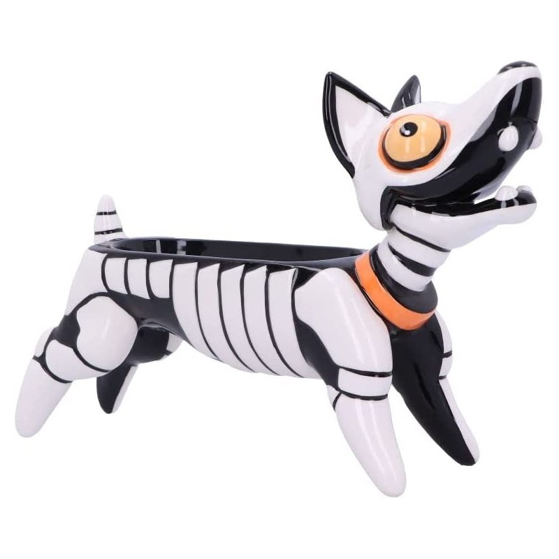 Figura Perro Diego Esqueleto Bandeja Joyero Cerámica 22,2 cms