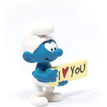 Figura Pitufo Letrero I Love You 5,5 cms
