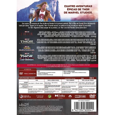 Thor + Thor: The Dark World + Thor: Ragnarok + Thor: Love And Thunder [DVD]
