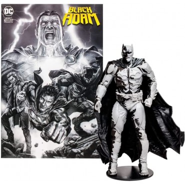 Figura Batman Line Art Variant con Cómic Black Adam Gold Label DC Articulada 18 cms