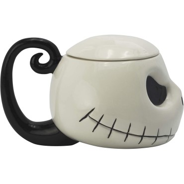 Taza The Nightmare Before Christmas Pesadilla Antes de Navidad Cerámica 3D con Tapa 450 mls