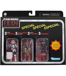 Set 3 Figuras Jedi Survivor Star Wars Riot Scoit Trooper, Magnaguard y KX Security Droid Articulada 9,5 cms