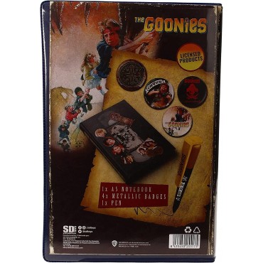 Set de Papelería Los Goonies A5 Notebook + Bolígrafo + 4 Chapas Premium