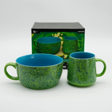 Set de Desayuno Rick & Morty Taza 380 mls + Bol 850 mls Cerámica 
