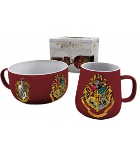 Set de Desayuno Harry Potter Hogwarts Cuatro Casas Taza (380 ml) + Bol (850 ml) Cerámica
