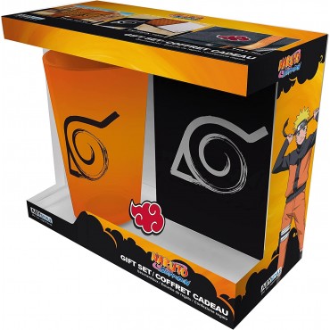 Caja de Regalo Naruto Shippuden Vaso Cristal 400 mls + Pin + Cuaderno Konoha