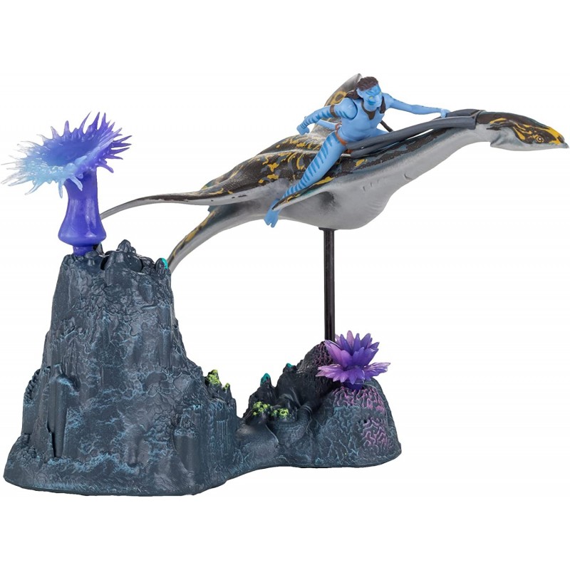 Figura Neteyam & Ilu Avatar con Peana Coral 16 cms