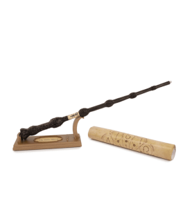 Varita de Luz Albus Dumbledore con Peana Soporte y Lámina de Hechizos Harry Potter 