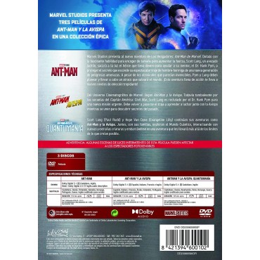 Ant-Man 1-3 (DVD) Pack 3 peliculas: Ant-Man / Ant-Man y la Avispa / Ant-Man y la Avispa: Quantumania [DVD]