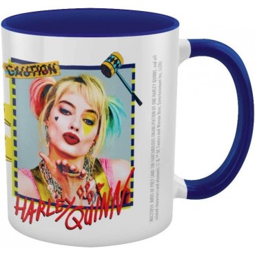 Taza Harley Quinn Warning Birds Of Prey Aves De Presa Cerámica 315 mls