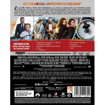 Mision Imposible 5: Nacion Secreta (Rogue Nation) (Steelbook) (4K UHD + Blu-ray + Blu-ray Extras) [Blu-ray]