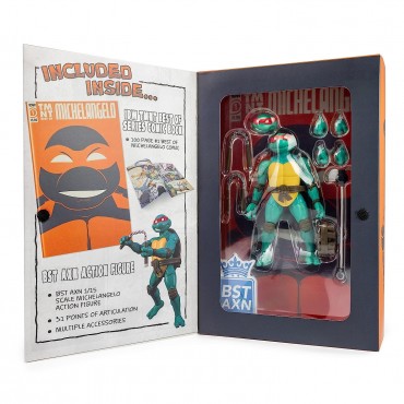 Figura Michelangelo TMNT Las Tortugas Ninja Con Cómic Articulada 13,5 cms