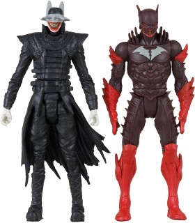Figuras Batman Who Laughs + Batman Rojo + Cómic + Display Dark Knights Metal 8 cms