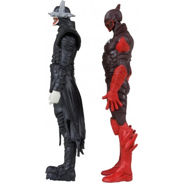 Figuras Batman Who Laughs + Batman Rojo + Cómic + Display Dark Knights Metal 8 cms