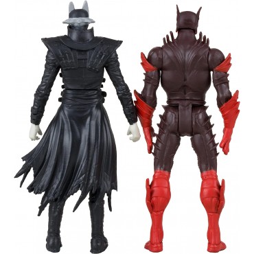Figuras Batman Who Laughs + Batman Rojo + Cómic + Display Dark Knights Metal 8 cms