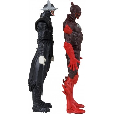 Figuras Batman Who Laughs + Batman Rojo + Cómic + Display Dark Knights Metal 8 cms