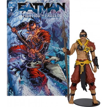 Figura Robin Page Punchers DC Con Cómic Fighting The Frozen Articulada 18 cms